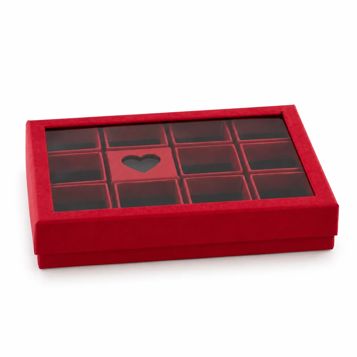 Set Exhibidor Rojo con 12 Empaques Corazón 20 × 15,5 × 3,5 cm